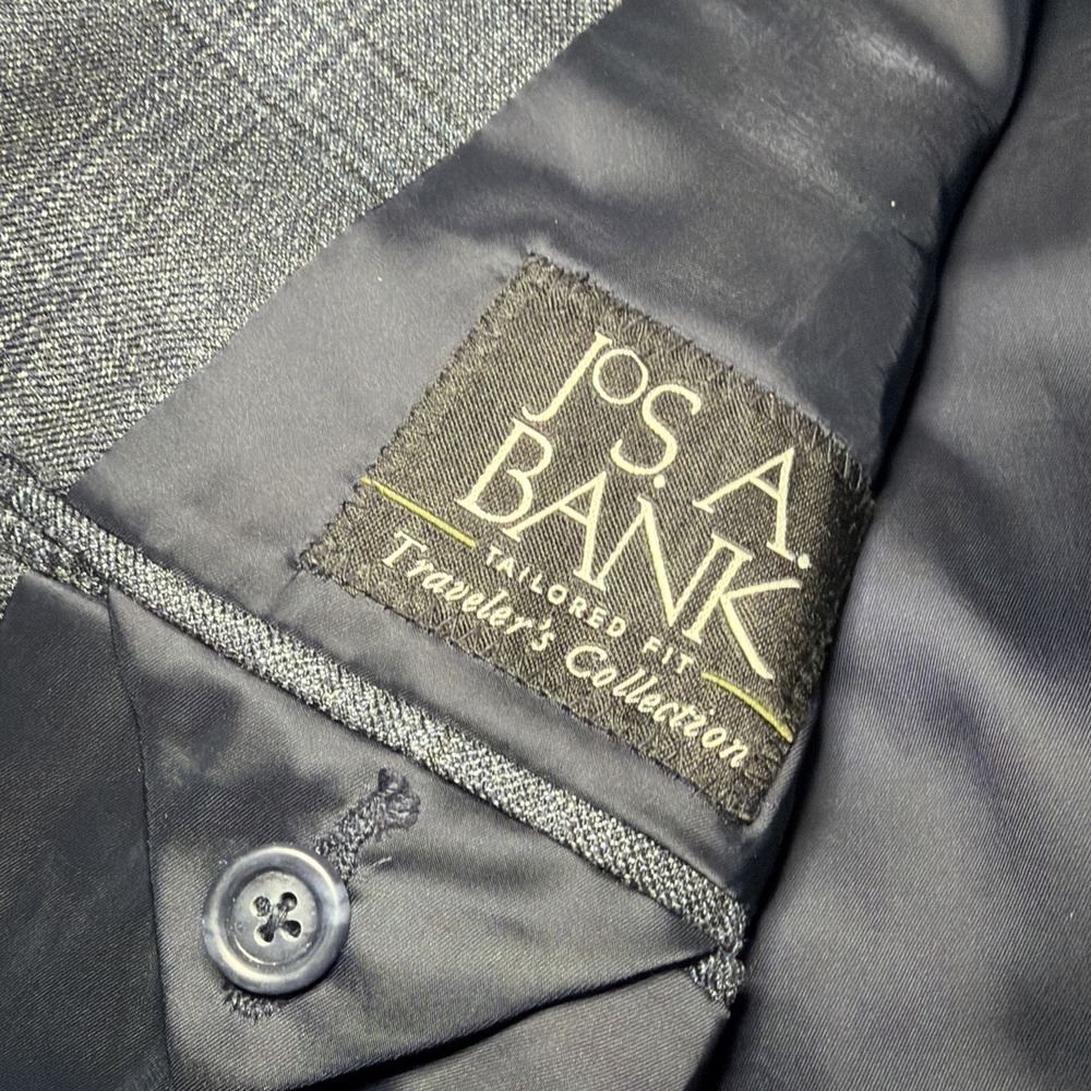 Jos A Bank Blazer Mens 38R Gray‎ Silk Wool Tailored Traveler's Collection Blazer - Picture 7 of 10
